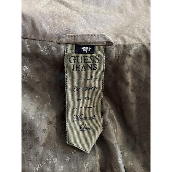 GUESS Women’s Size SM Military Green Trench Rain Coat Jacket Gold Draw String - Picture 6 of 7